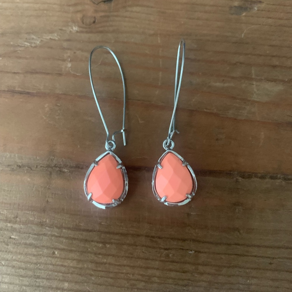 Kendra Scott Coral Teardrop Earrings